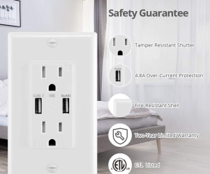 4.8A USB Wall Outlet 